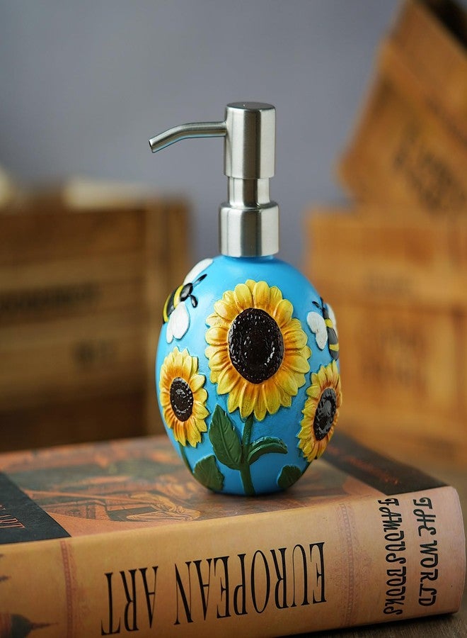 BUNCHBRAVO Sunflower Soap Dispenser with Stainless Steel Pump | 12oz Hand-Painted Resin Lotion Bottle with Embossed Bee Design | Farmhouse Kitchen, Bathroom Decor - Image 5